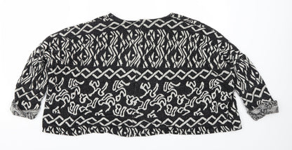 Preloved Topshop Womens Black Geometric  Pullover Jumper Size 10 - Back