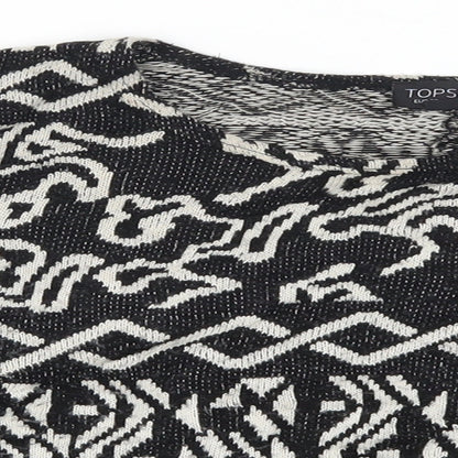 Preloved Topshop Womens Black Geometric  Pullover Jumper Size 10 - Detail