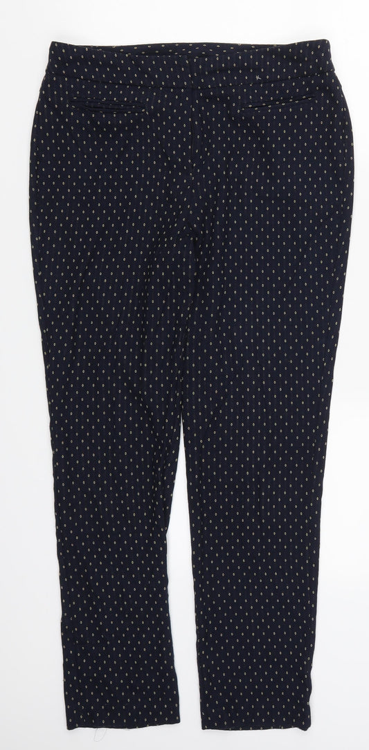 Bonmarché Womens Blue Geometric  Trousers  Size 10 L26 in