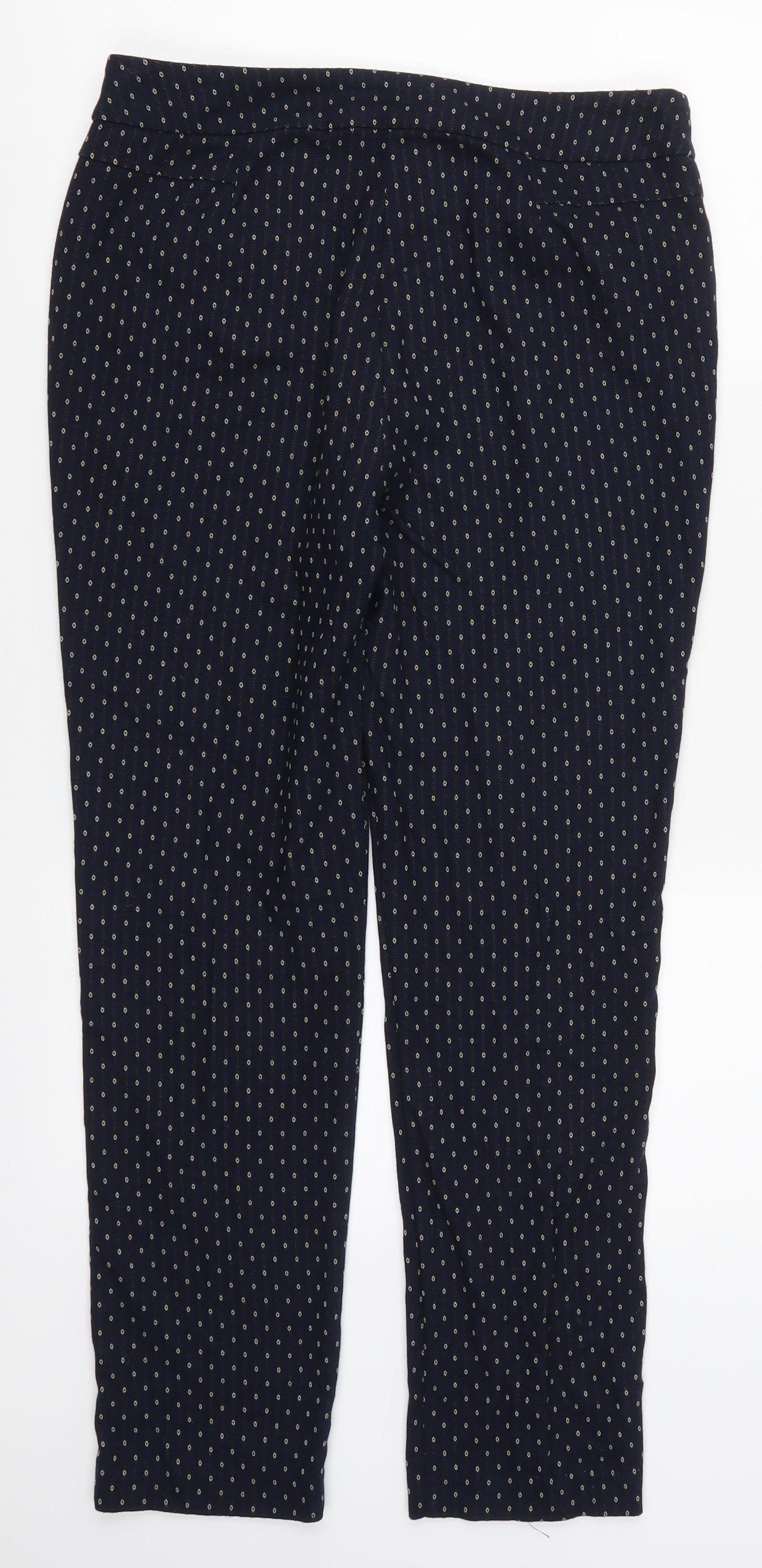 Bonmarché Womens Blue Geometric  Trousers  Size 10 L26 in