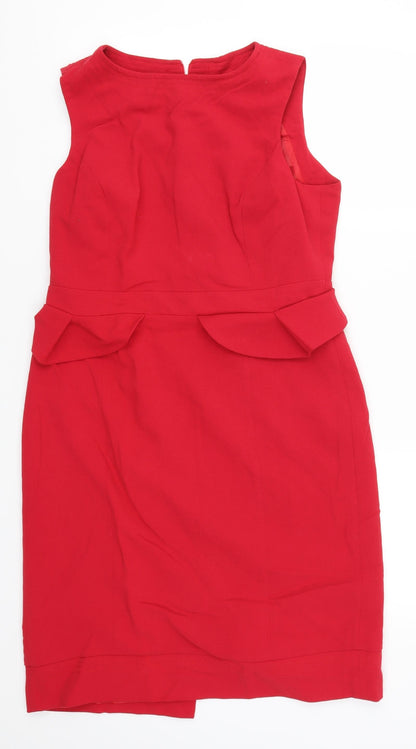 Front view of Papaya women’s red pencil dress, size UK 14