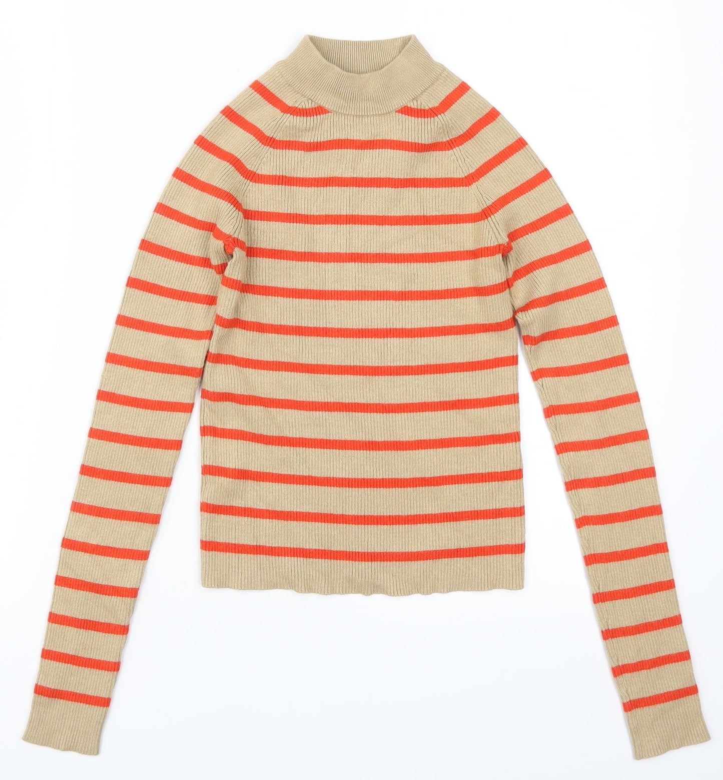 Bikbok Womens Beige Striped  Pullover Jumper Size S  - Red Stripes