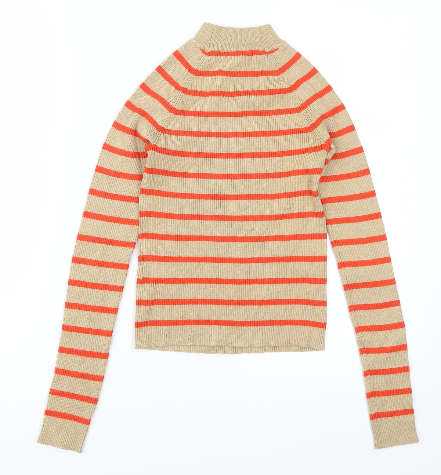 Bikbok Womens Beige Striped  Pullover Jumper Size S  - Red Stripes