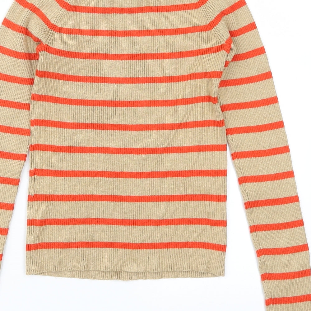 Bikbok Womens Beige Striped  Pullover Jumper Size S  - Red Stripes
