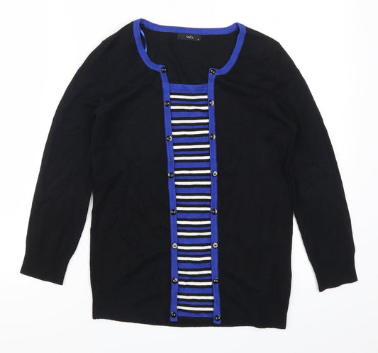 Marks and Spencer Womens Black Striped  Pullover Jumper Size 8  - Blue Stripes