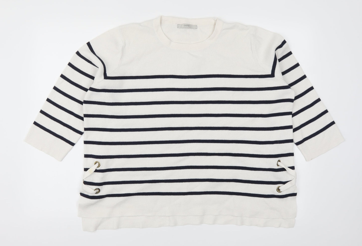 George Womens White Striped  Pullover Jumper Size 16