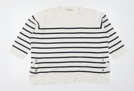 George Womens White Striped  Pullover Jumper Size 16