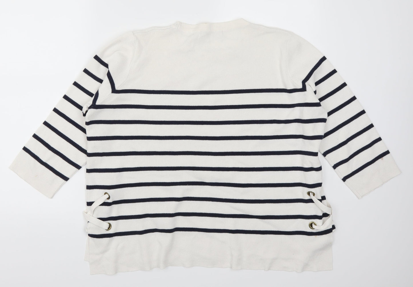 George Womens White Striped  Pullover Jumper Size 16