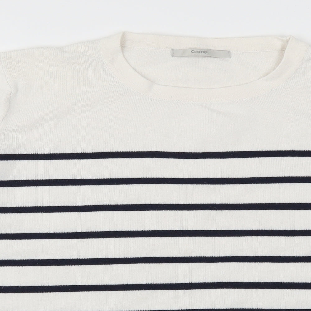 George Womens White Striped  Pullover Jumper Size 16