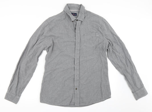 Easy Mens Grey    Button-Up Size M