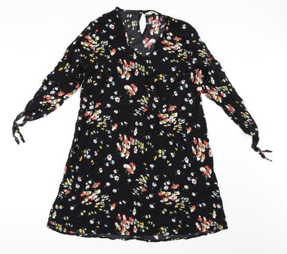 Back view of Papaya women’s black floral shift, size UK 14