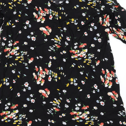 Brand and care label for Papaya women’s black floral shift, size UK 14