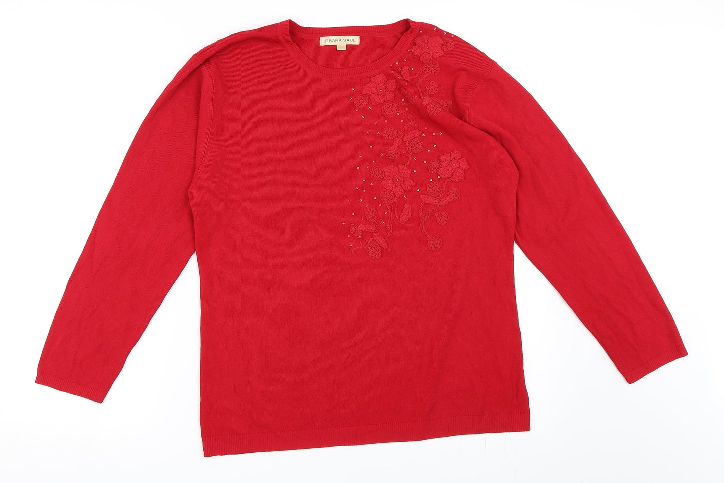 Frank Saul Womens Red   Pullover Jumper Size L