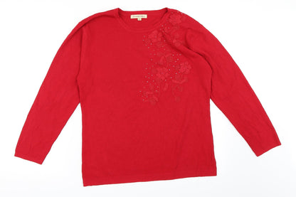 Preloved Frank Saul Womens Red   Pullover Jumper Size L - Front