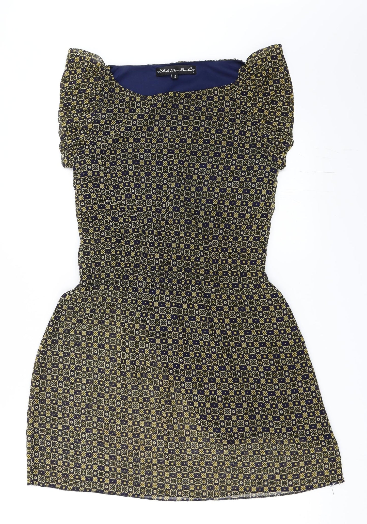 MELA LOVE LONDON Womens Blue Geometric  Shift  Size 12