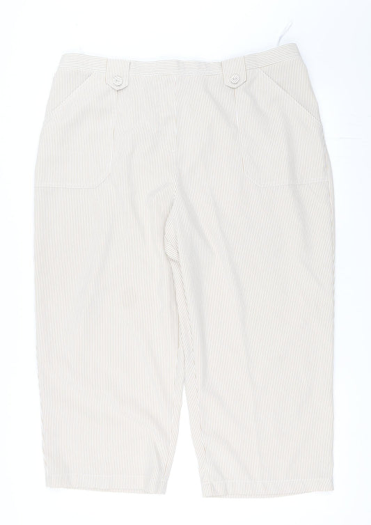 Emeliax Womens Beige Striped  Cropped Trousers Size XL L21 in