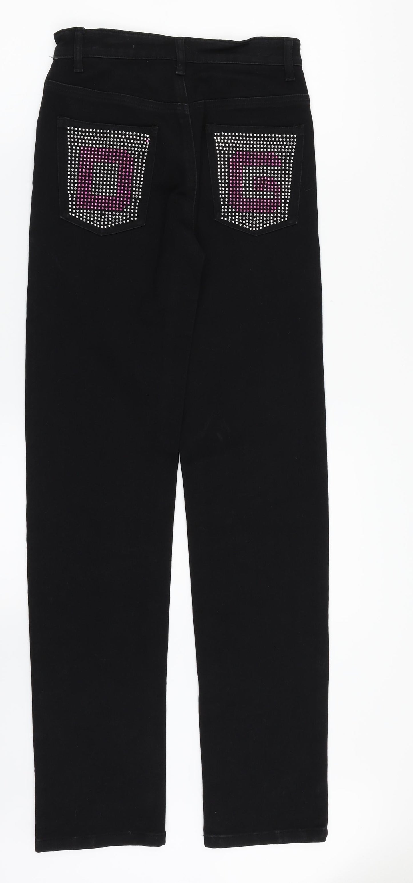 Preworn Womens Black  Denim Straight Jeans Size 8 L31 in