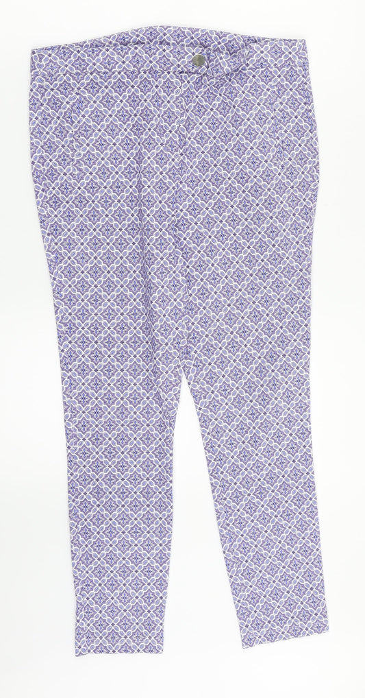 Dorothy Perkins Womens Blue Geometric  Trousers  Size 12 L24 in