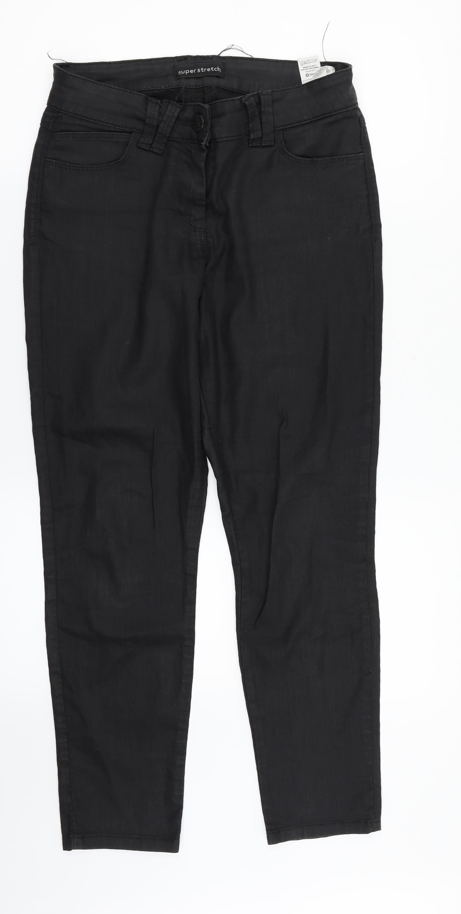 Preloved M&S Womens Black  Denim Straight Jeans Size 10 L27 in - Front