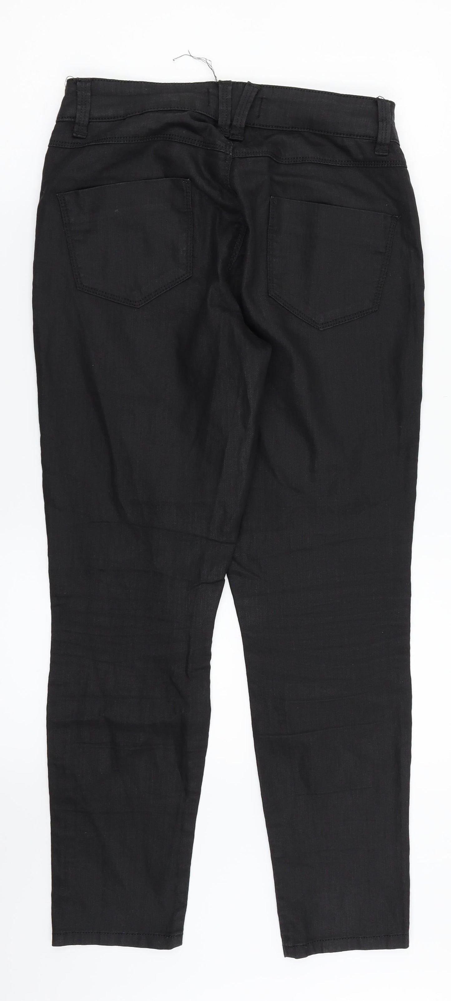 M&S Womens Black  Denim Straight Jeans Size 10 L27 in