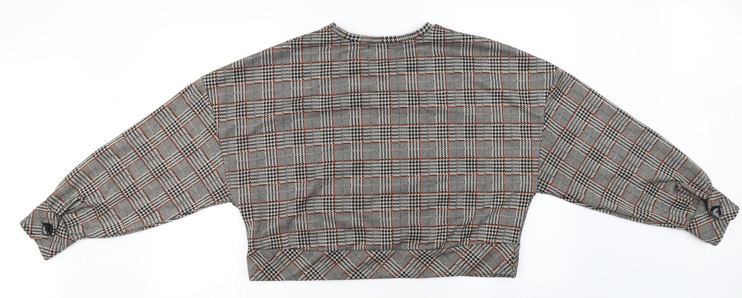 Stradivarius Womens Beige Check  Pullover Jumper Size L