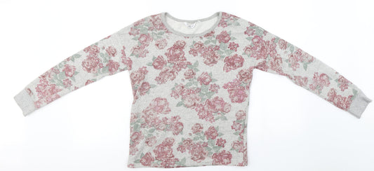 New Look  Womens Grey Floral  Pullover Jumper Size 8