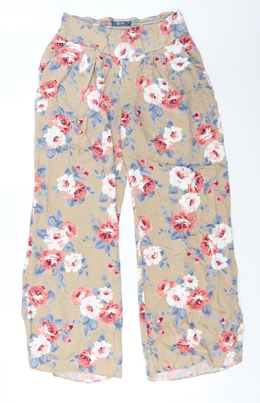 evie Womens Brown Floral  Trousers  Size 14 L27 in
