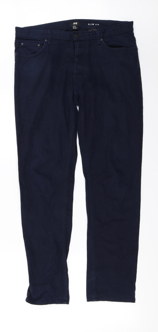 H&M Womens Blue   Trousers  Size 34 in L28 in