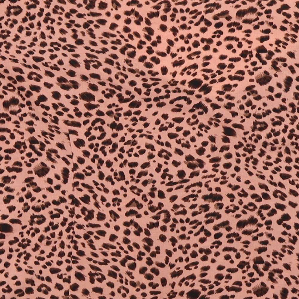 JustFab  Womens Pink Animal Print  Basic Blouse Size XL