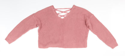 Preloved Miss Selfridge Womens Pink   Pullover Jumper Size 10 - Back