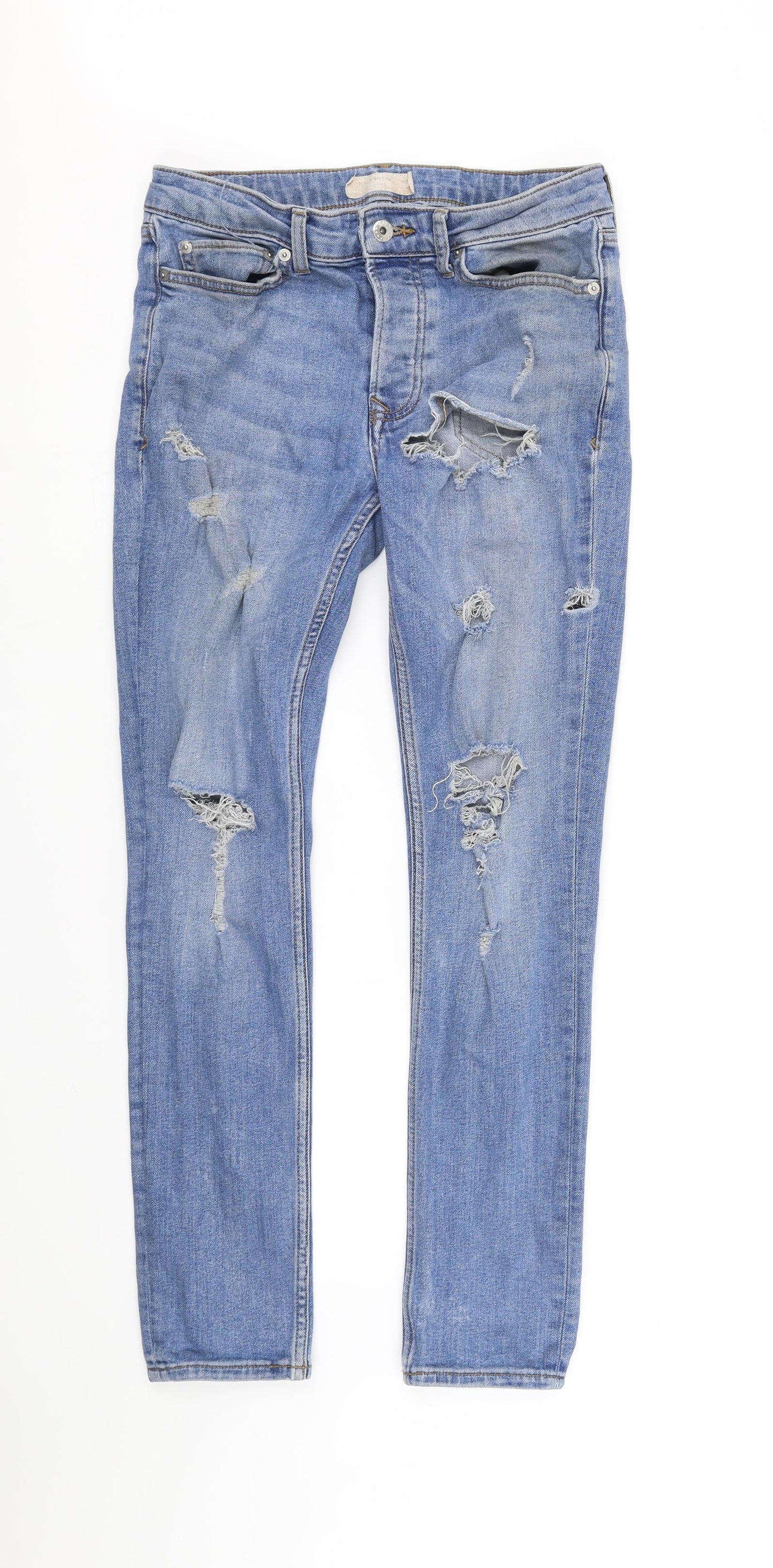 Topman Mens Blue   Straight Jeans Size M L32 in