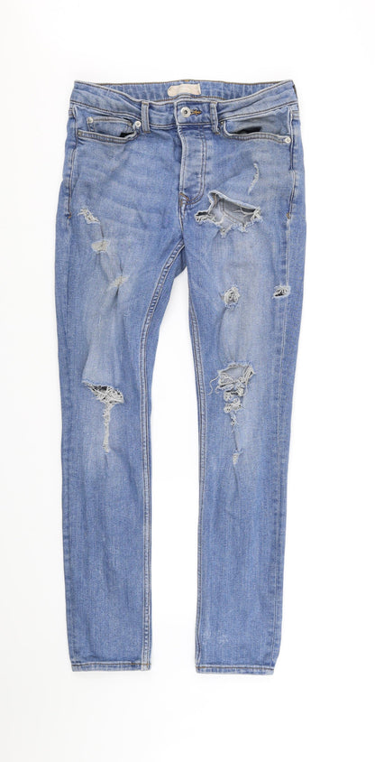 Preloved Topman Mens Blue   Straight Jeans Size M L32 in - Front