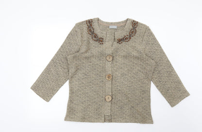 Preloved Per Una Womens Beige   Cardigan Jumper Size L - Front