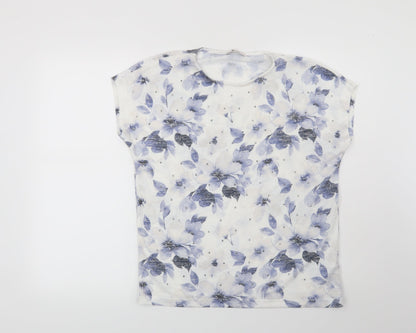Preloved TU Womens White Floral  Pullover Jumper Size 8 - Front