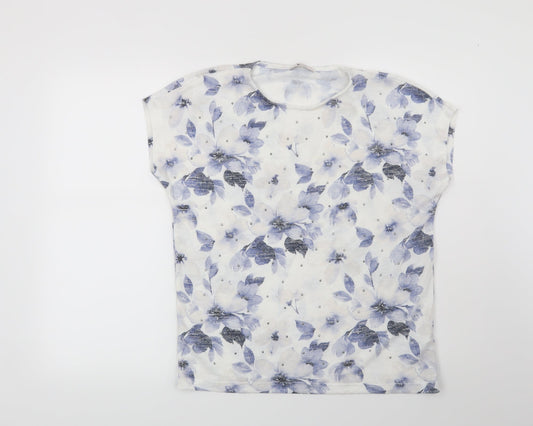 TU Womens White Floral  Pullover Jumper Size 8