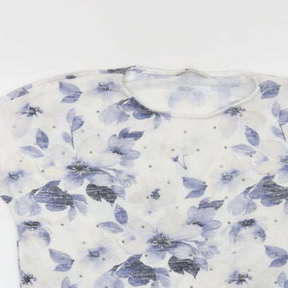 Preloved TU Womens White Floral  Pullover Jumper Size 8 - Detail
