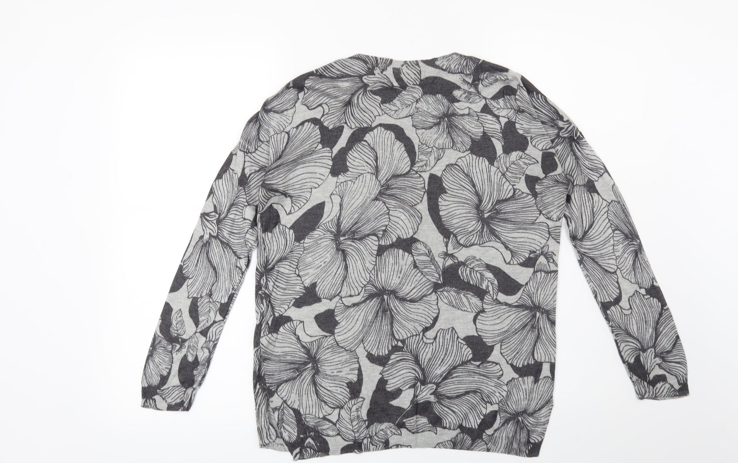 Marks and Spencer Womens Grey Floral  Pullover Jumper Size S