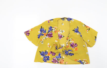 Preloved Primark Womens Yellow Floral  Kimono Blouse Size 6 - Front