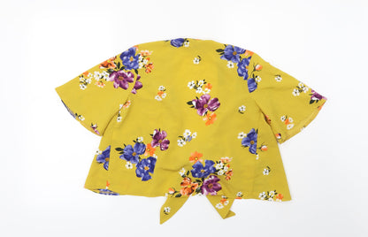 Preloved Primark Womens Yellow Floral  Kimono Blouse Size 6 - Back