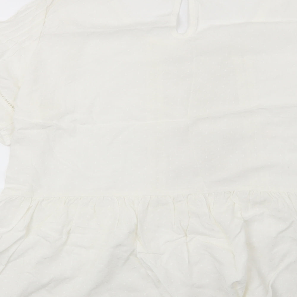 Anany Womens White Floral  Basic Blouse Size 12