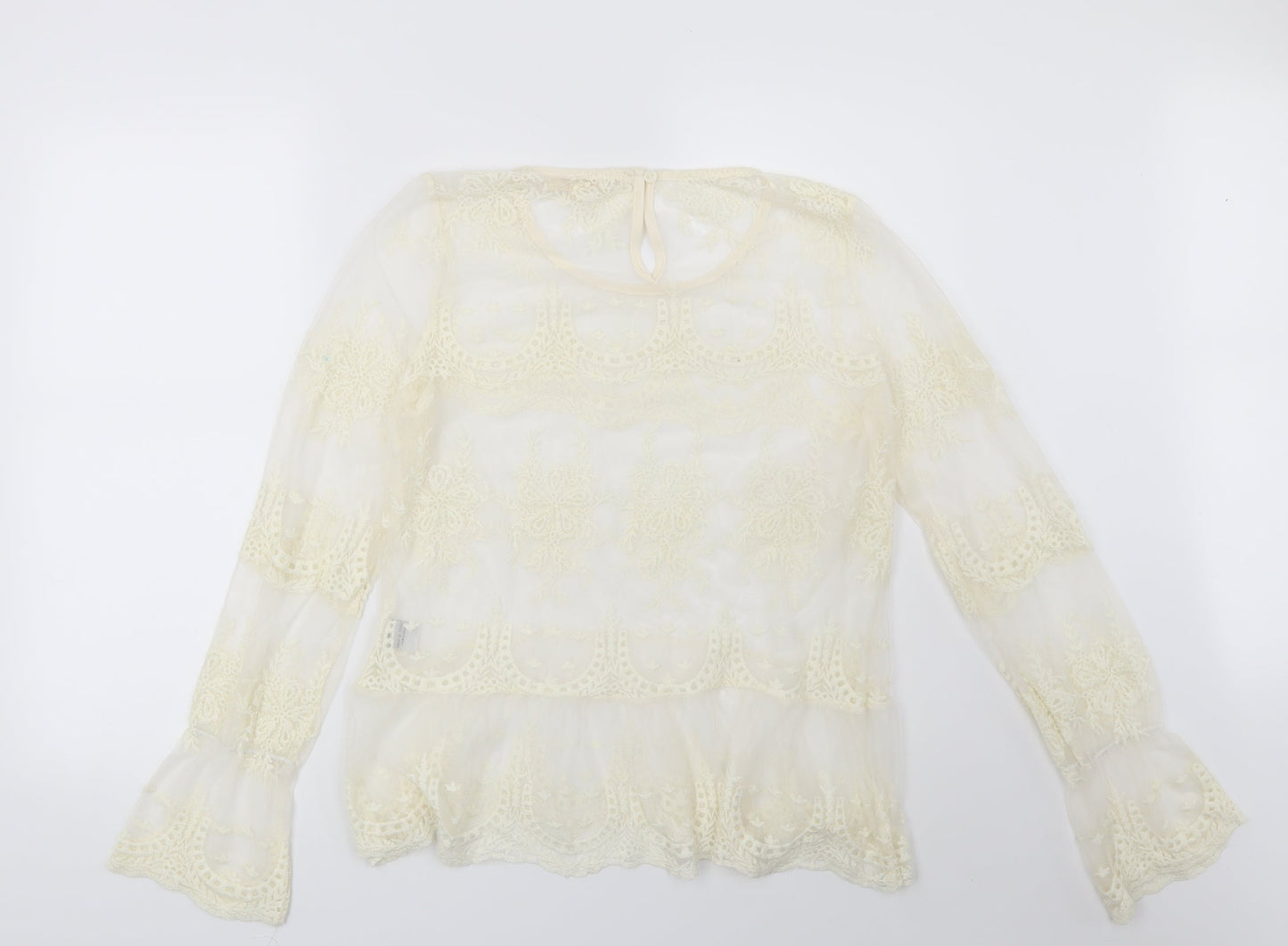 Rebellion Womens Beige Floral  Basic Blouse Size L