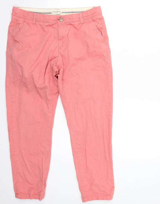 Marks and Spencer Womens Pink  Chambray Trousers  Size 14 L25 in