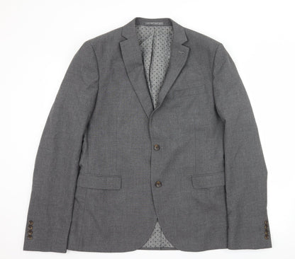 Preloved NEXT Mens Grey Striped  Jacket Suit Jacket Size L - Front