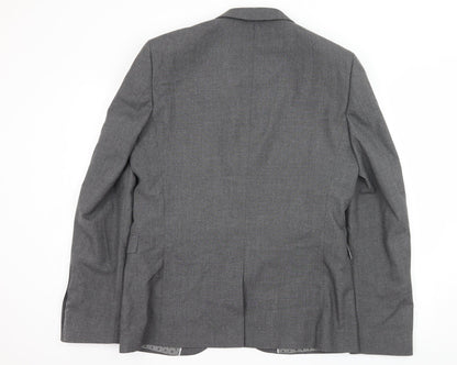 Preloved NEXT Mens Grey Striped  Jacket Suit Jacket Size L - Back