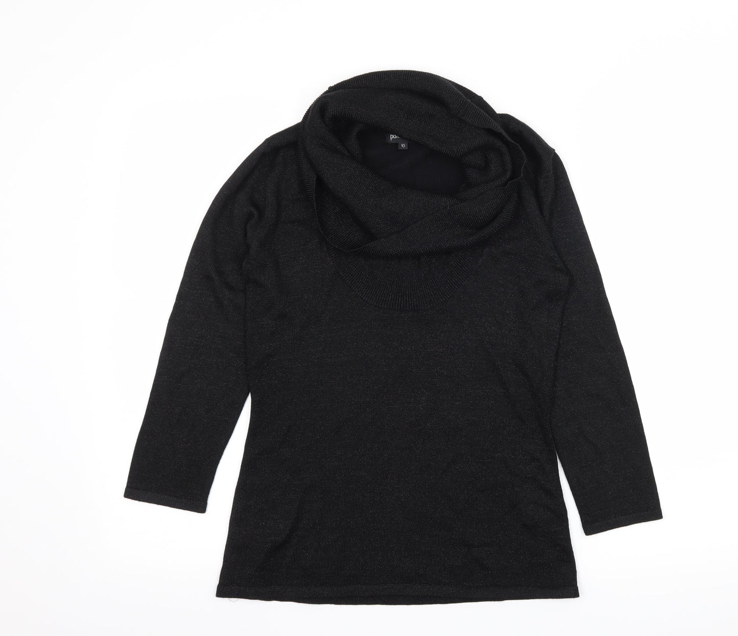 Pomodoro Womens Black  Knit Pullover Jumper Size 10