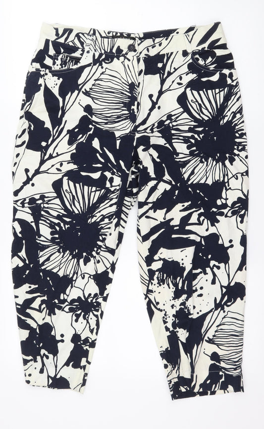 GolleHaug Womens Black Floral  Trousers  Size 16 L22 in