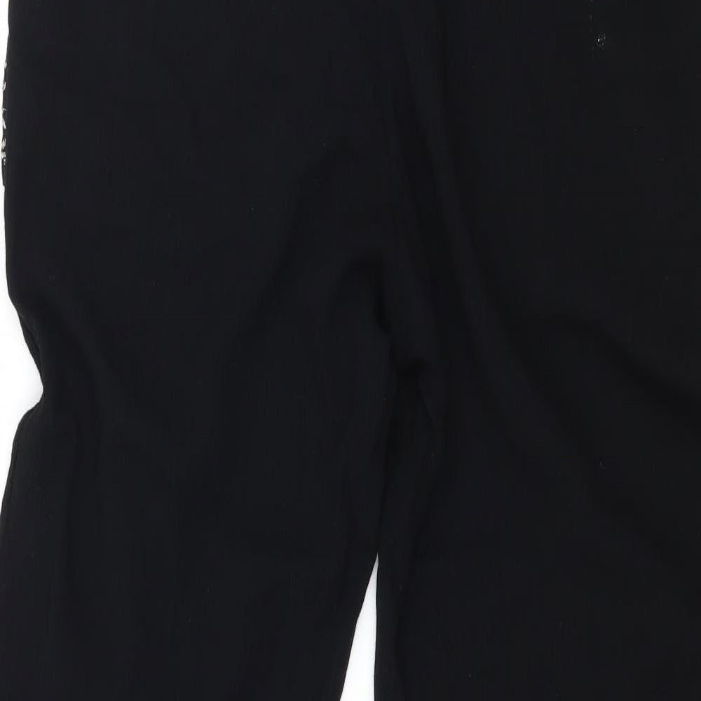 Marks and Spencer Womens Black Geometric Jersey Trousers  Size 10 L24 in