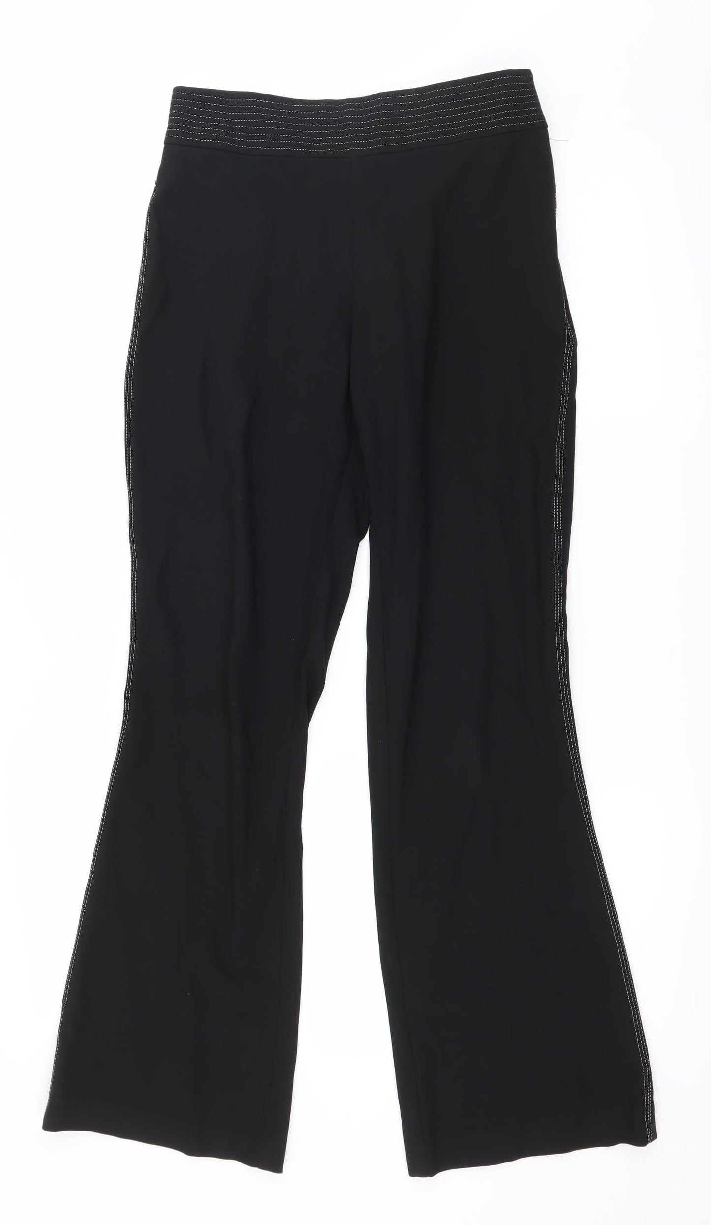 Marks and Spencer Womens Black Striped  Trousers  Size 8 L30 in