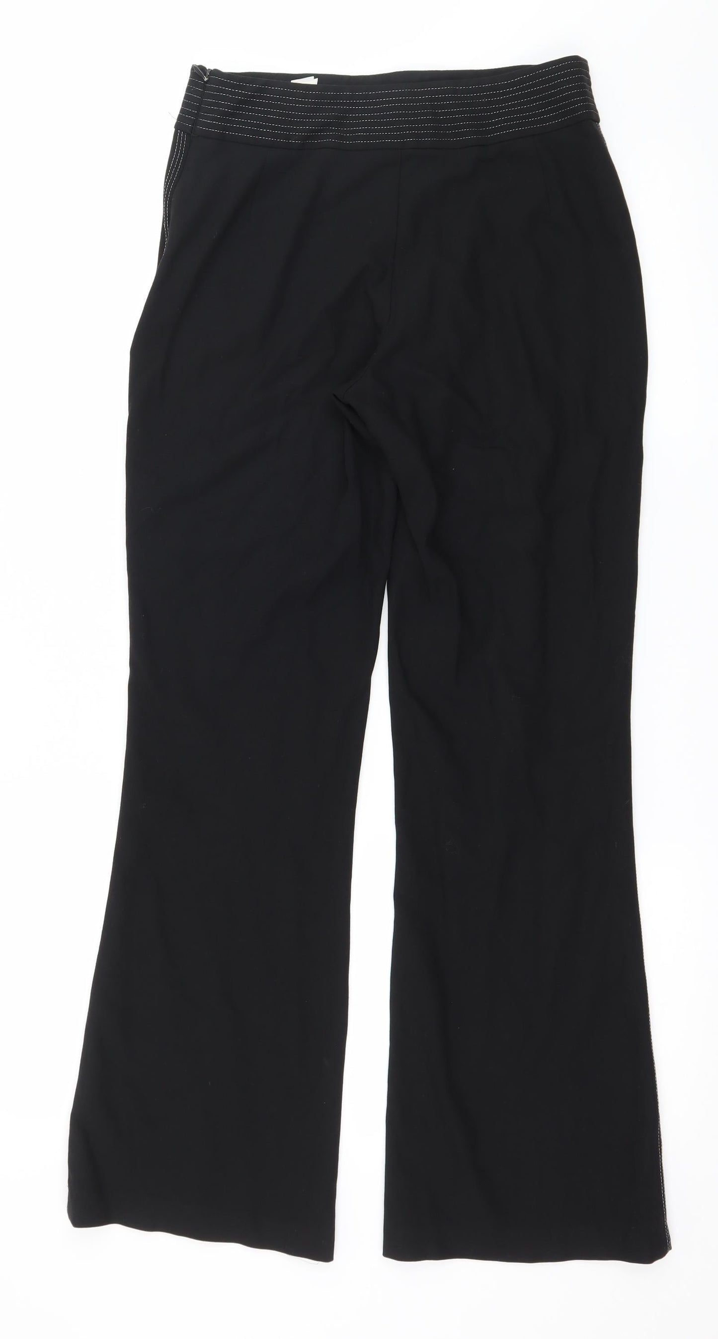 Marks and Spencer Womens Black Striped  Trousers  Size 8 L30 in