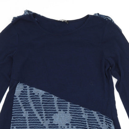Preloved Klass Womens Blue Geometric Knit Pullover Jumper Size S - Detail